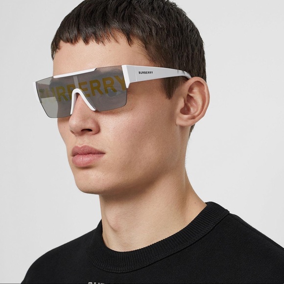 NEW BURBERRY BE4291 3007/H WHITE UNISEX SHIELD SUNGLASSES BURBERRY BE 4291 - Picture 1 of 14